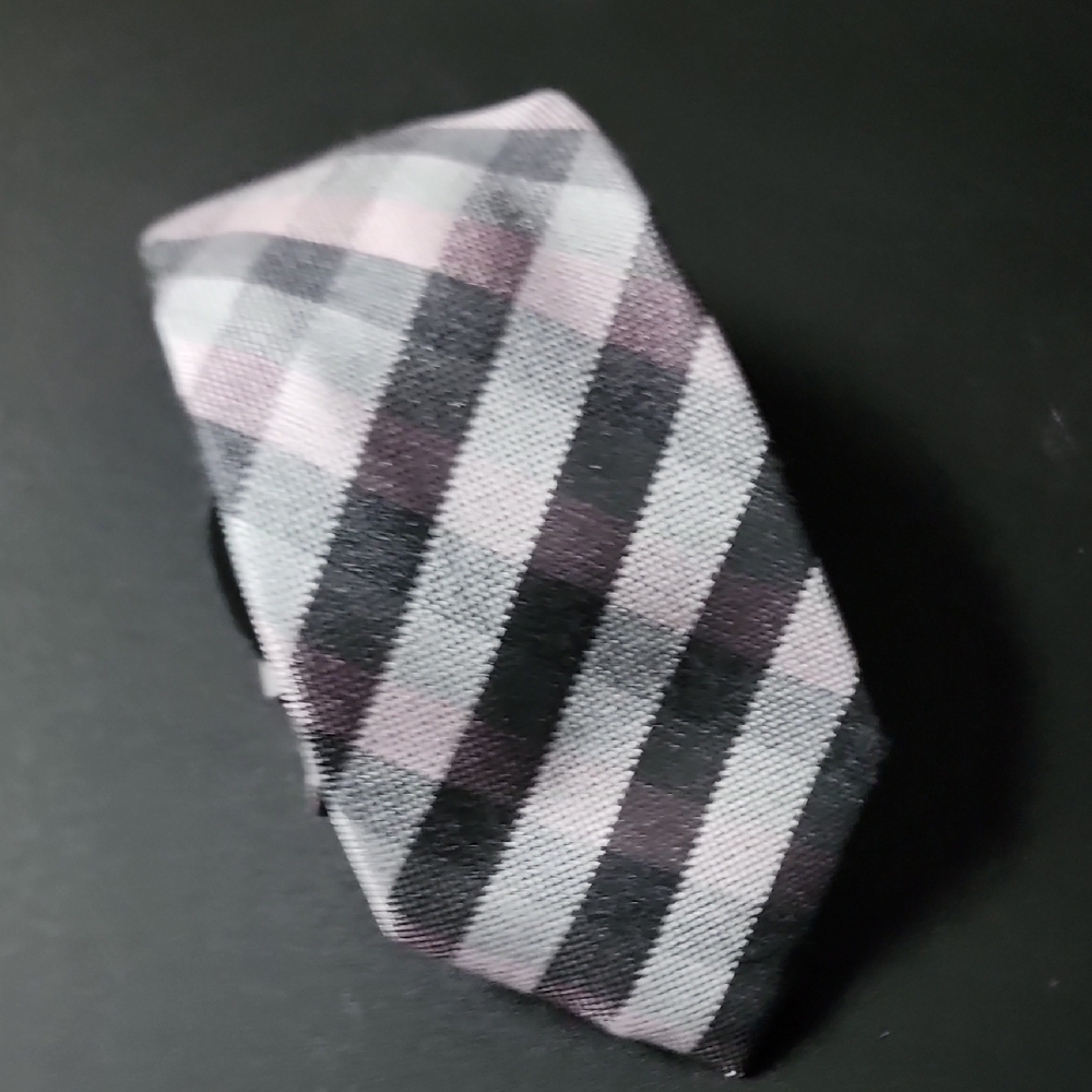 Nwt Michael Kors Classic Black and Light Pink Checkered Tie